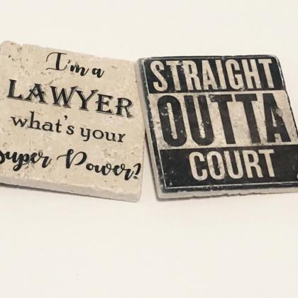 Lawyer Coasters, Natural Stone Coasters Set Of 4,..