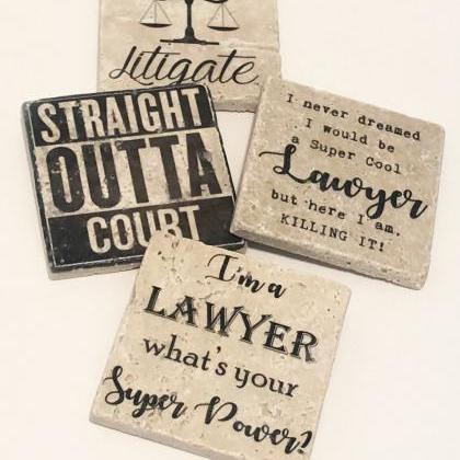 Lawyer Coasters, Natural Stone Coasters Set Of 4,..
