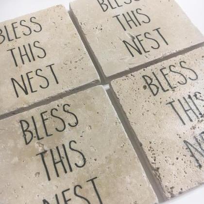 Bless This Nest Coasters, Rae Dunn Inspired,..